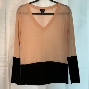 Club Monaco V-Neck Colorblock Top in Peach and Black